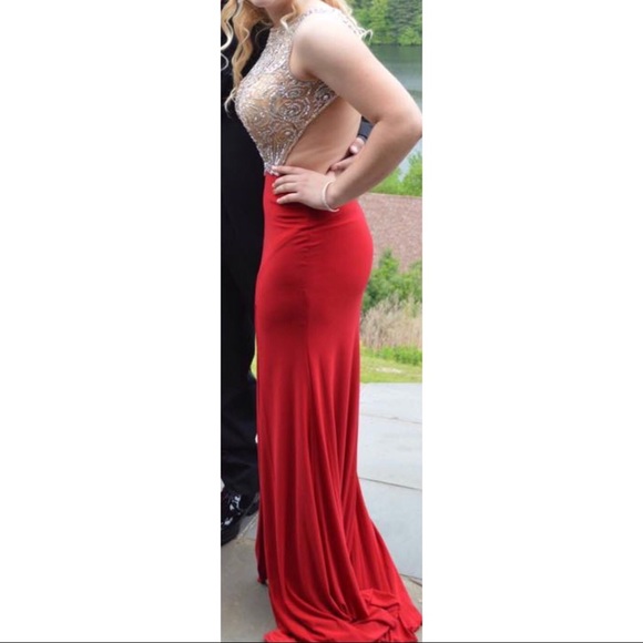 Red sequence Prom Dress - Picture 3 of 5